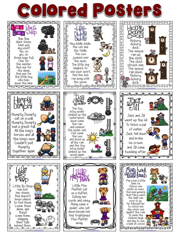 New Nursery Rhymes Posters Notebooking Nook