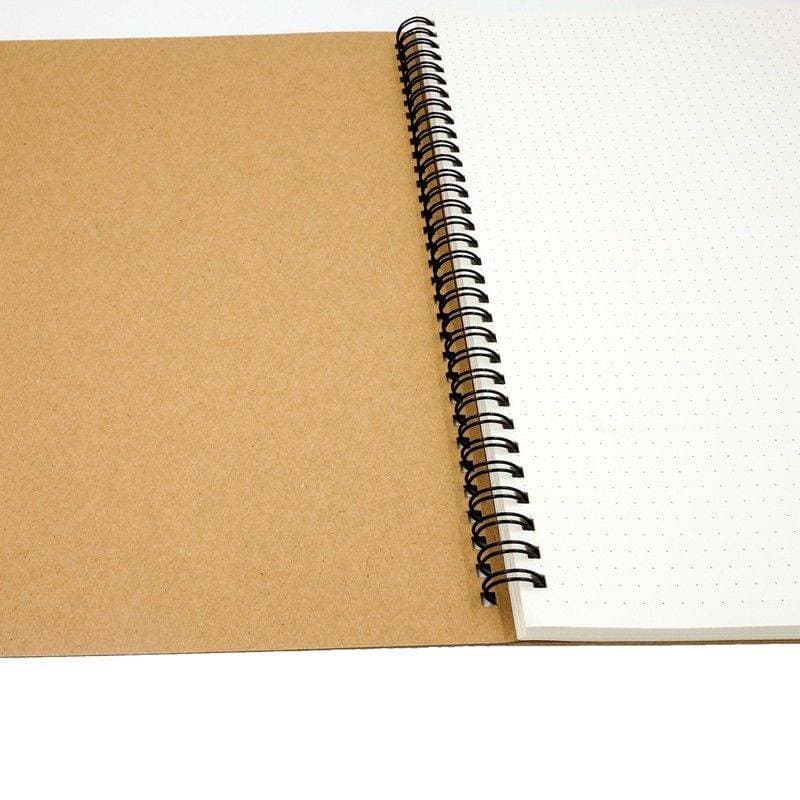 Big A4 Size Spiral Notebook for Planning, Dotted Paper, Tan Color