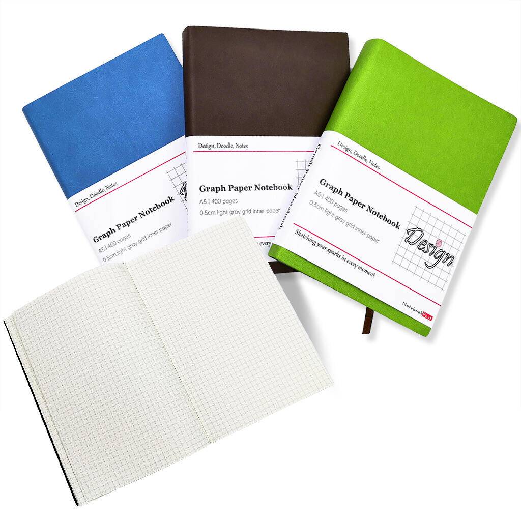 Leather Graph Paper Notebook, 640 Pages, A5 Notebookpost
