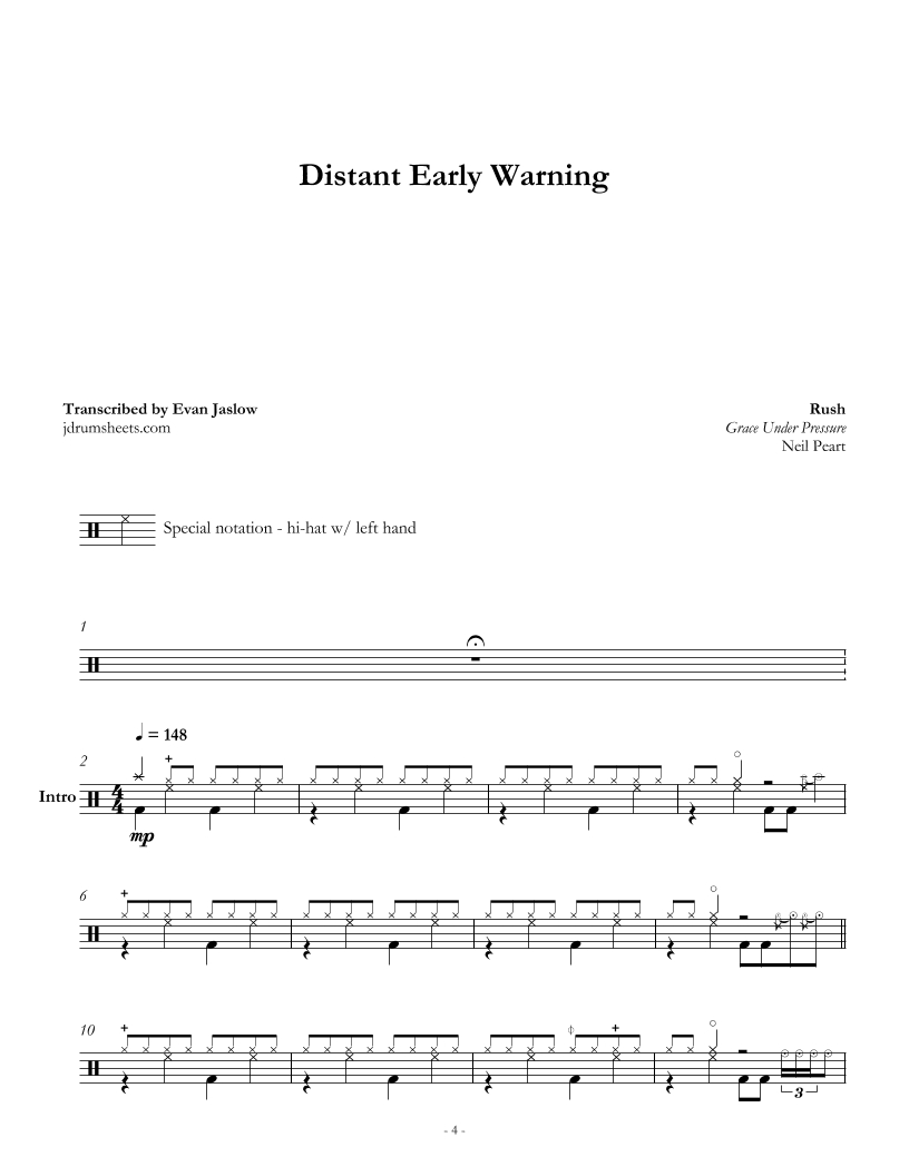 Rush Grace Under Pressure (Full Drum Transcription) NoteRunner
