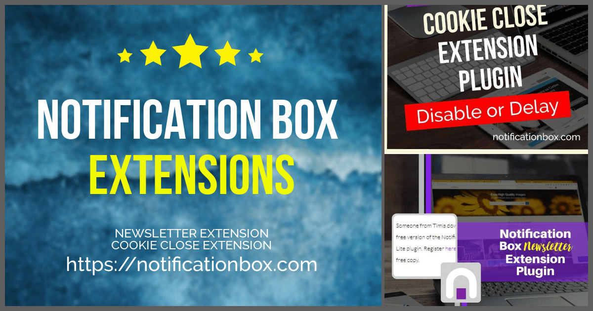 NOTIFICATION BOX EXTENSIONS NEWSLETTER AND COOKIES Notification Box
