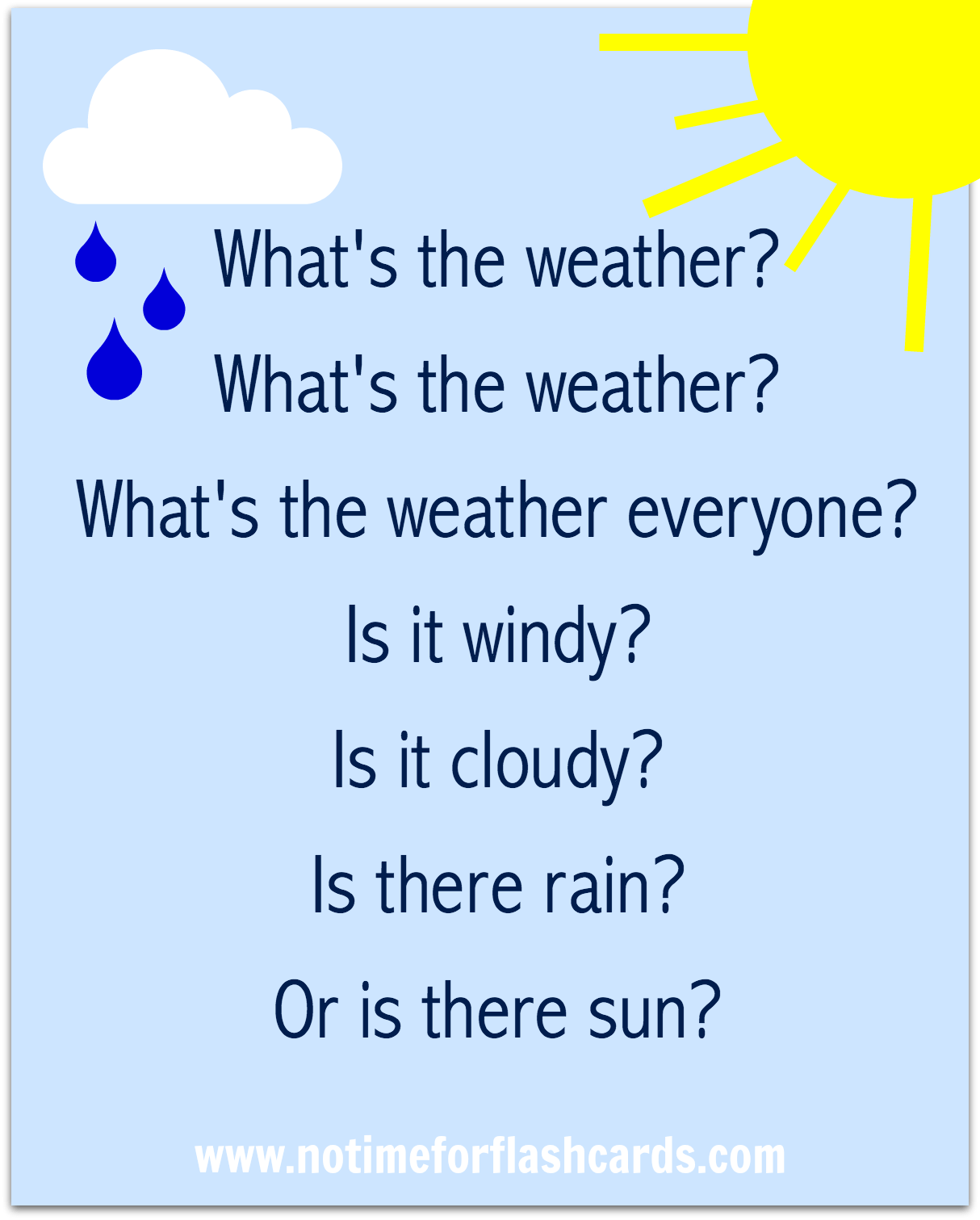Preschool Weather Song Free Printable Lyrics No Time For Flash Cards