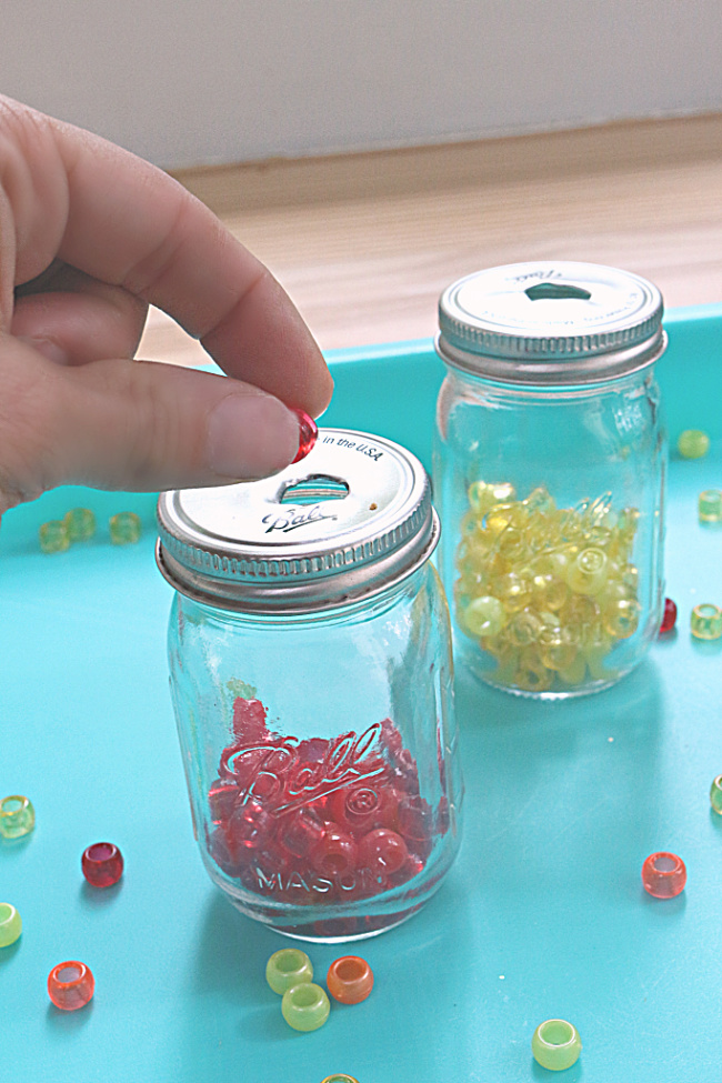 Preschool Fine Motor Activity Bead Drop No Time For Flash Cards