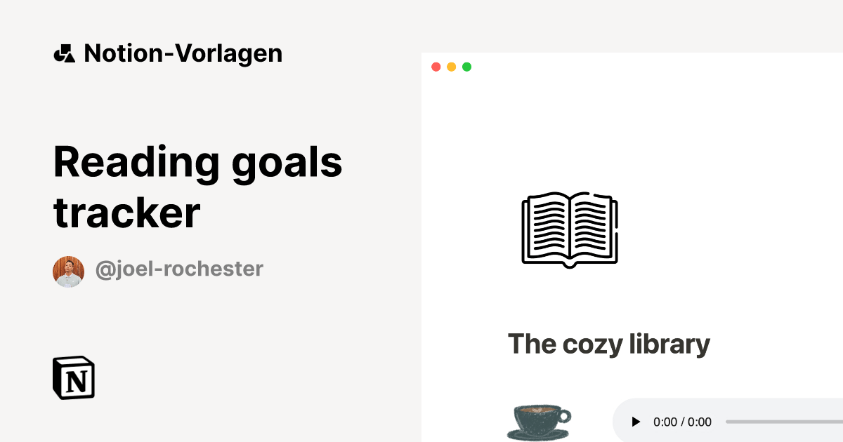 Reading goals tracker NotionVorlage
