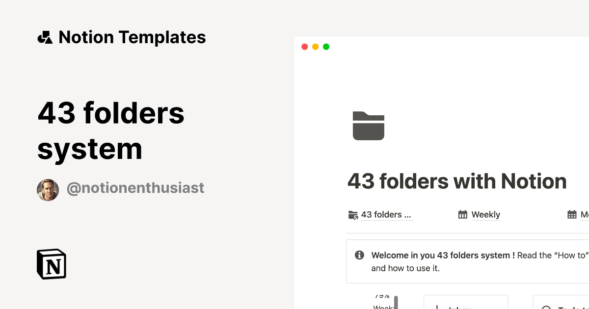 43 folders system by David Notion Template