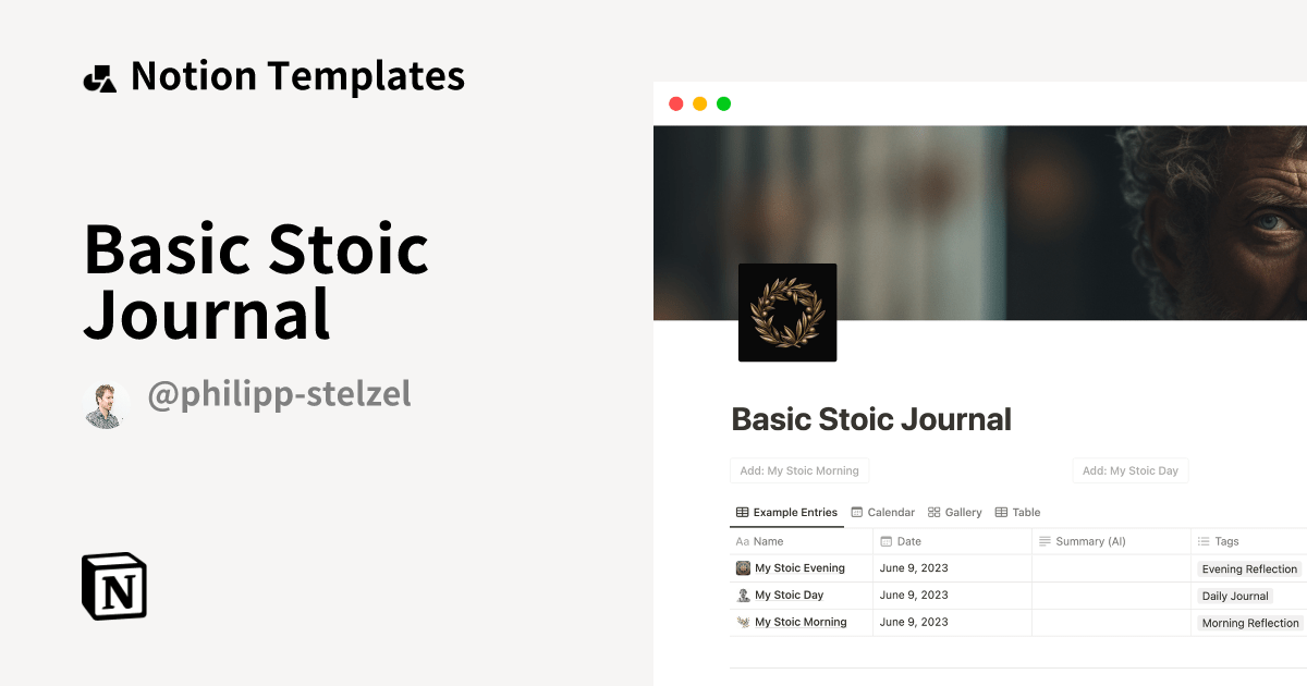 Basic Stoic Journal Notion Template