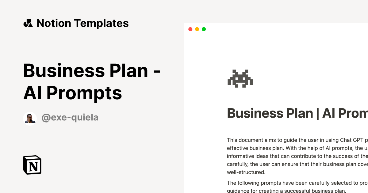 Business Plan AI Prompts Notion Template