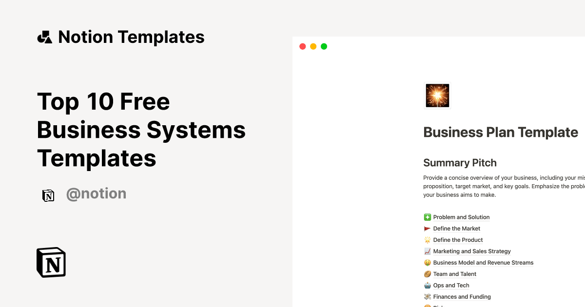 Top 10 Free Business Systems Templates Notion Template Gallery