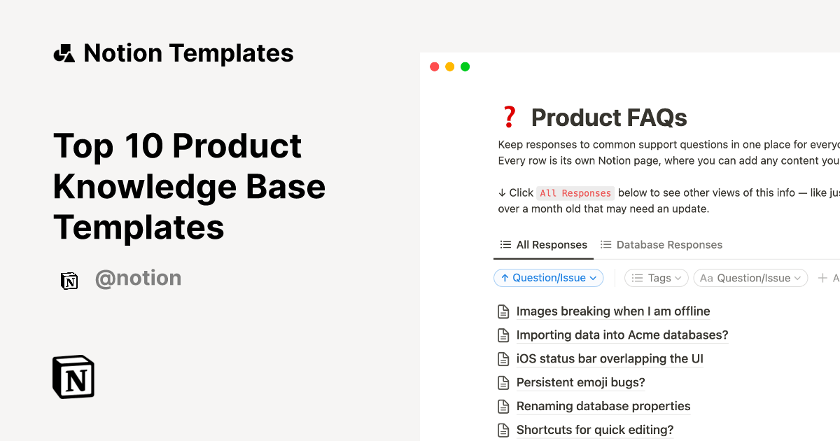 Top 10 Product Knowledge Base Templates Notion Template Gallery