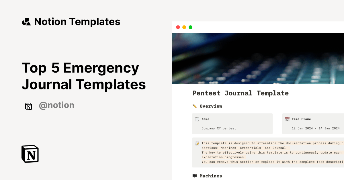 Top 5 Emergency Journal Templates Notion Template Gallery