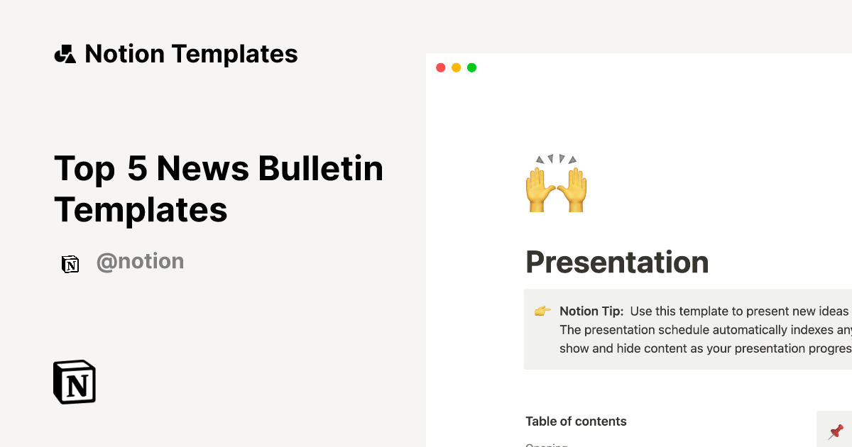 Top 5 News Bulletin Templates Notion Template Gallery