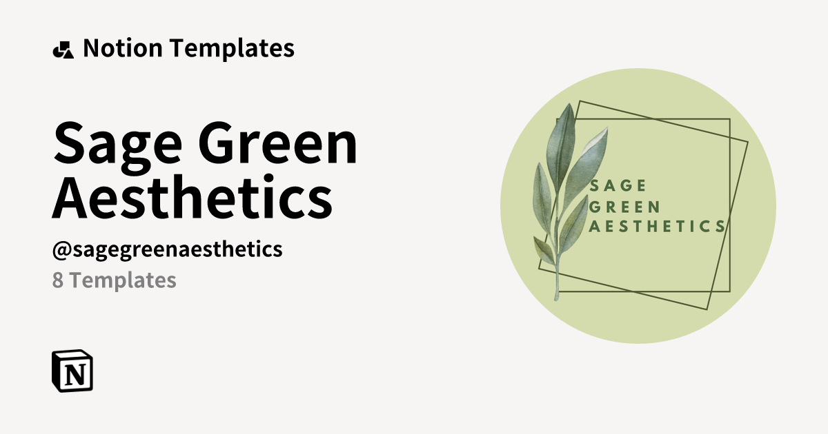 Sage Green Aesthetics Notion Template Creator