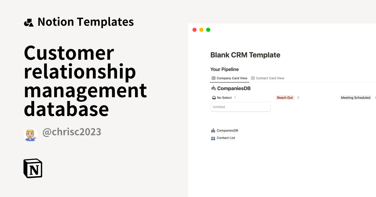 Customer relationship management database Template | Notion Marketplace