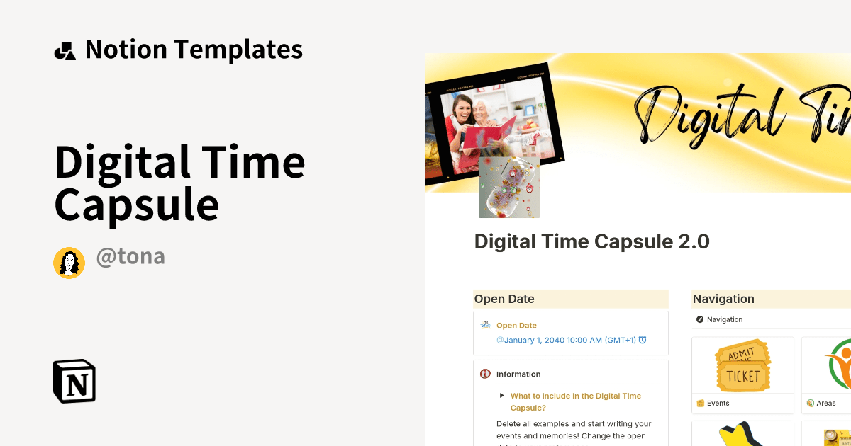 Digital Time Capsule by Tona Notion Template