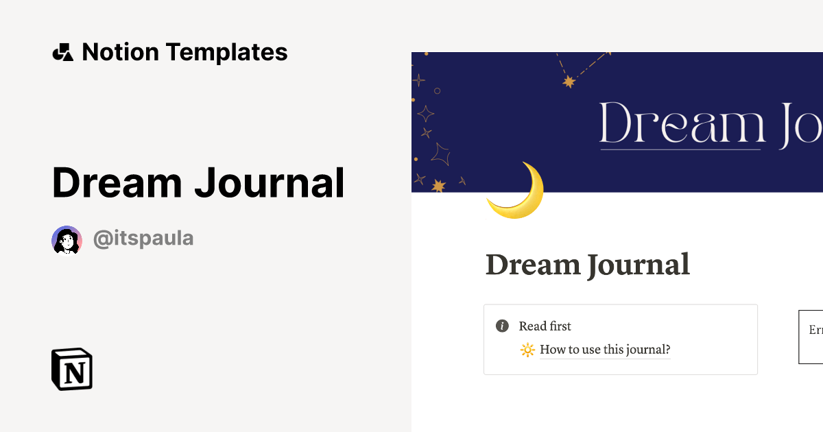 Dream Journal Notion Template