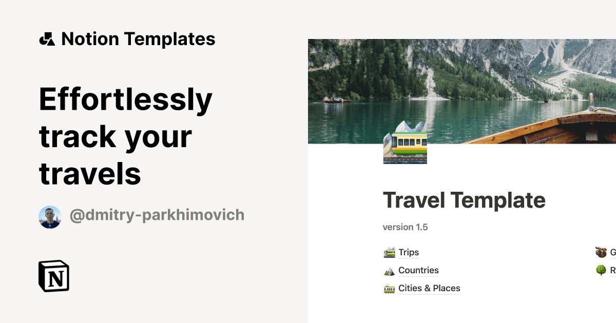 Effortlessly track your travels Notion Template