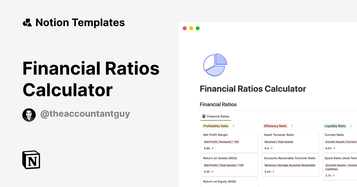 Financial Ratios Calculator Notion Template