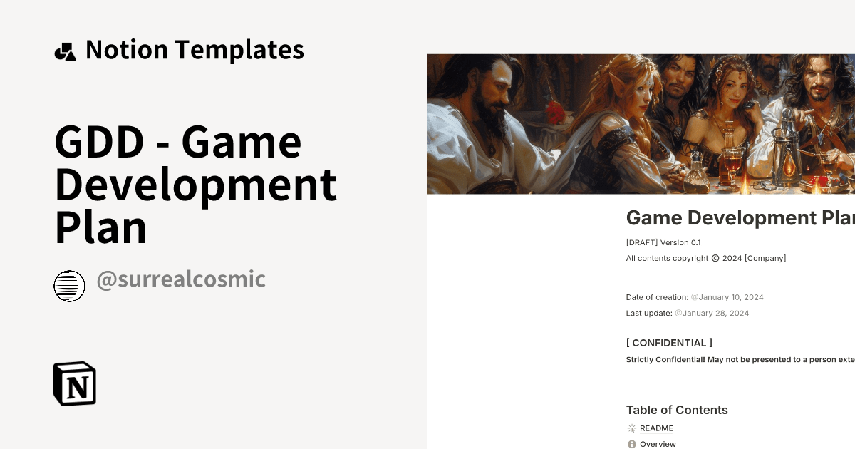 GDD Game Development Plan Notion Template