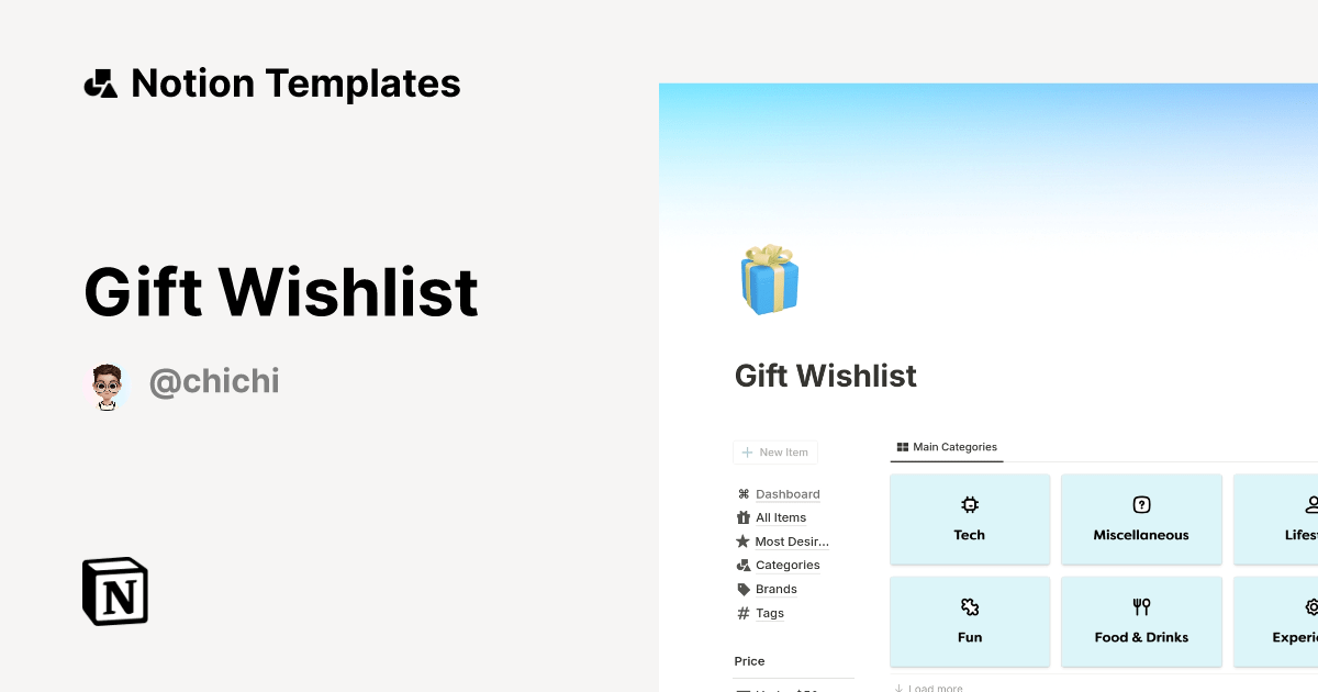 Gift Wishlist by Chichi Notion Template