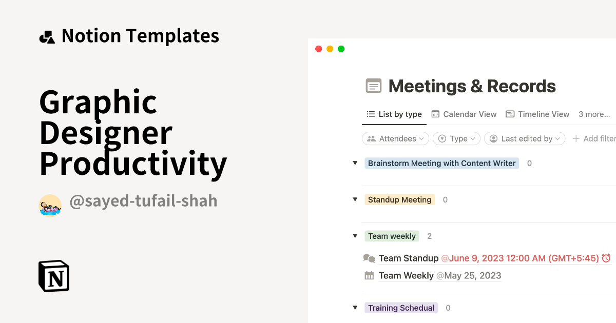 Graphic Designer Productivity Notion Template