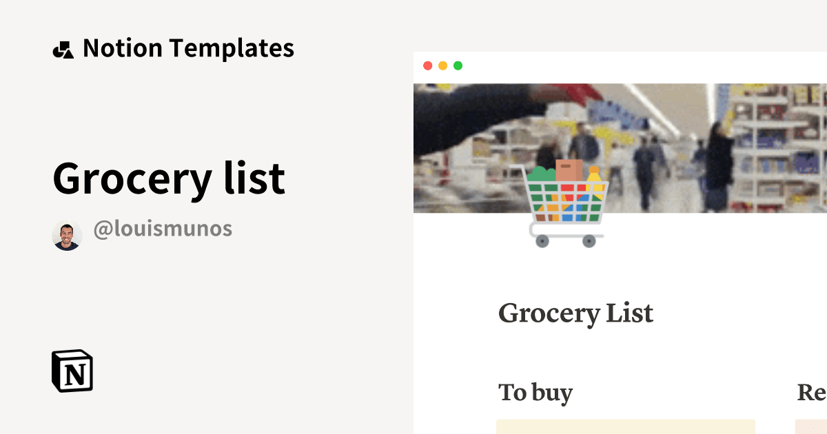 Grocery list Notion Template