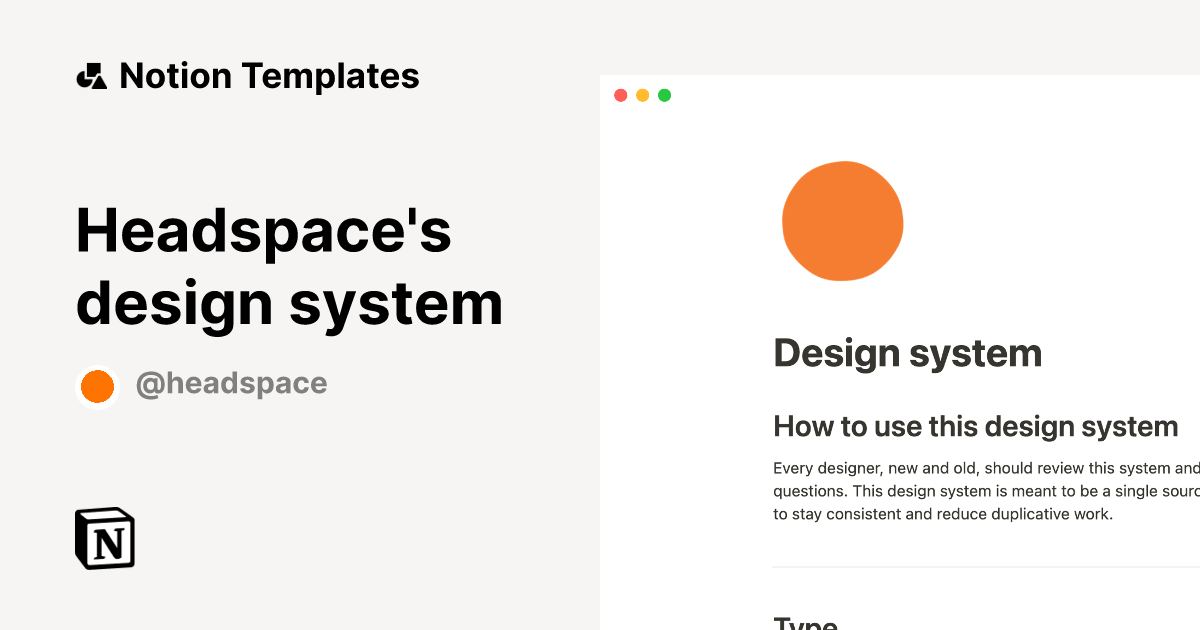Headspace's design system Notion Template
