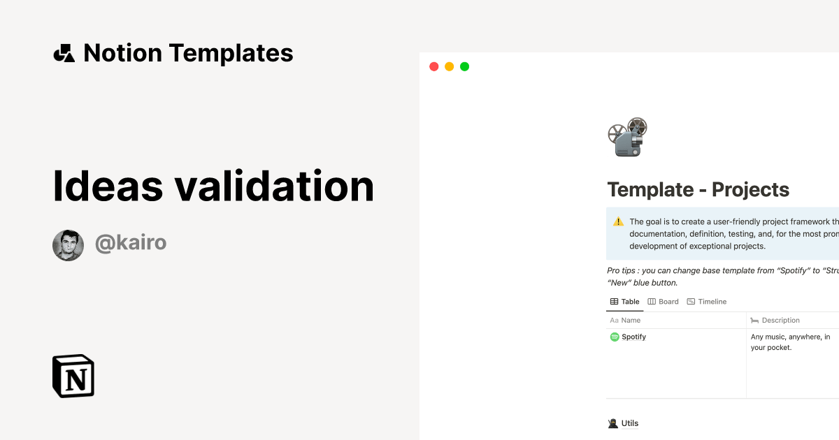 Ideas validation Notion Template