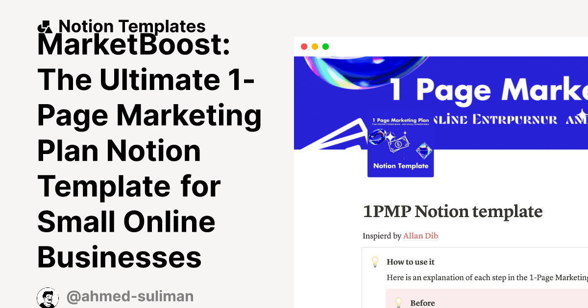 MarketBoost The Ultimate 1Page Marketing Plan Notion Template for