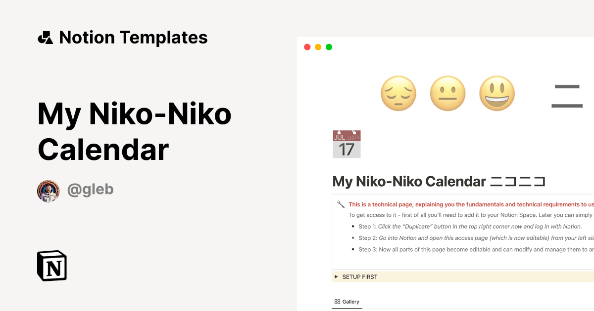 My NikoNiko Calendar Notion Template
