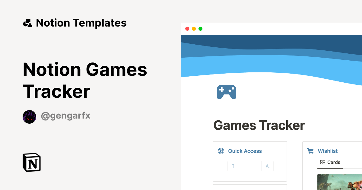 Notion Games Tracker by GengarFX Notion Template