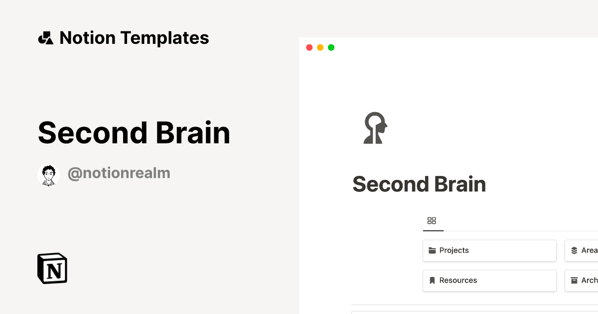 Notion Second Brain Notion Template