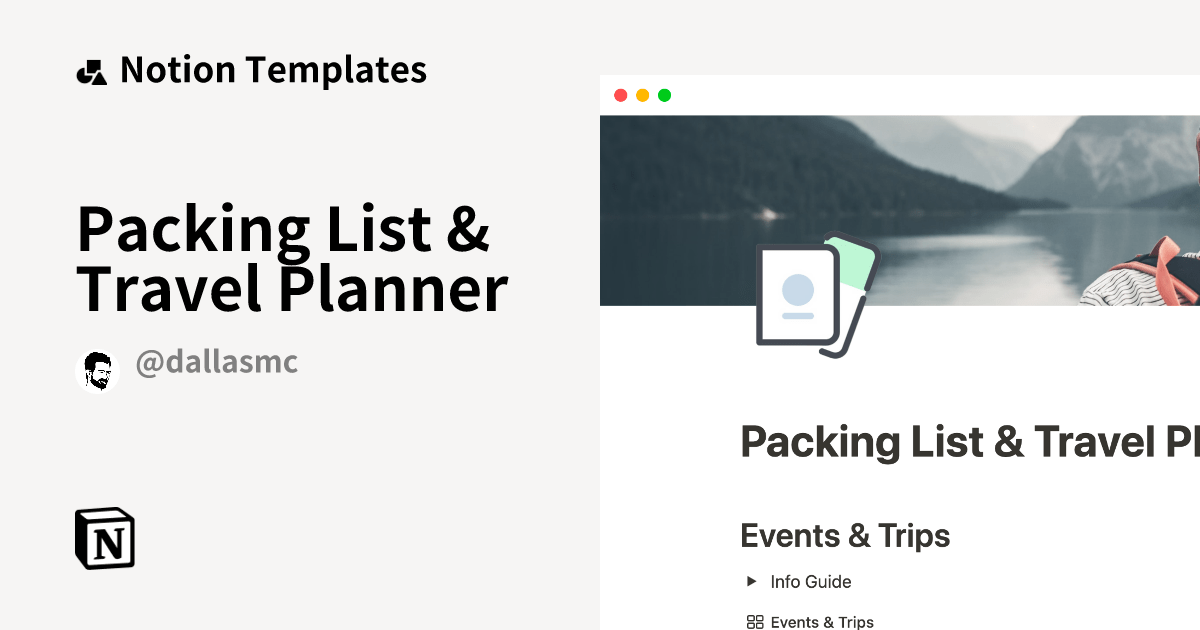 Packing List & Travel Planner Notion Template
