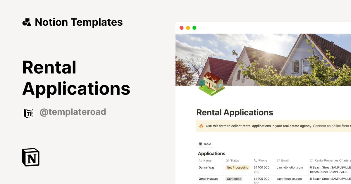 Rental Applications Notion Template