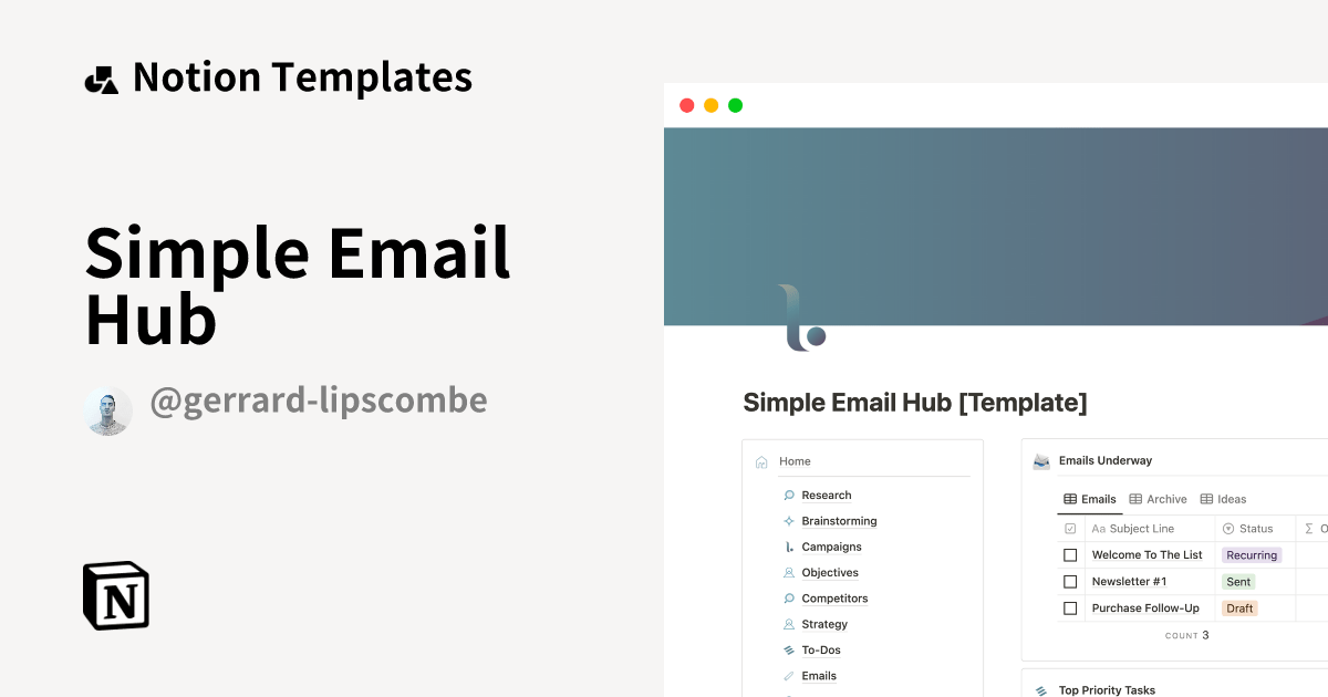 Simple Email Hub Notion Template