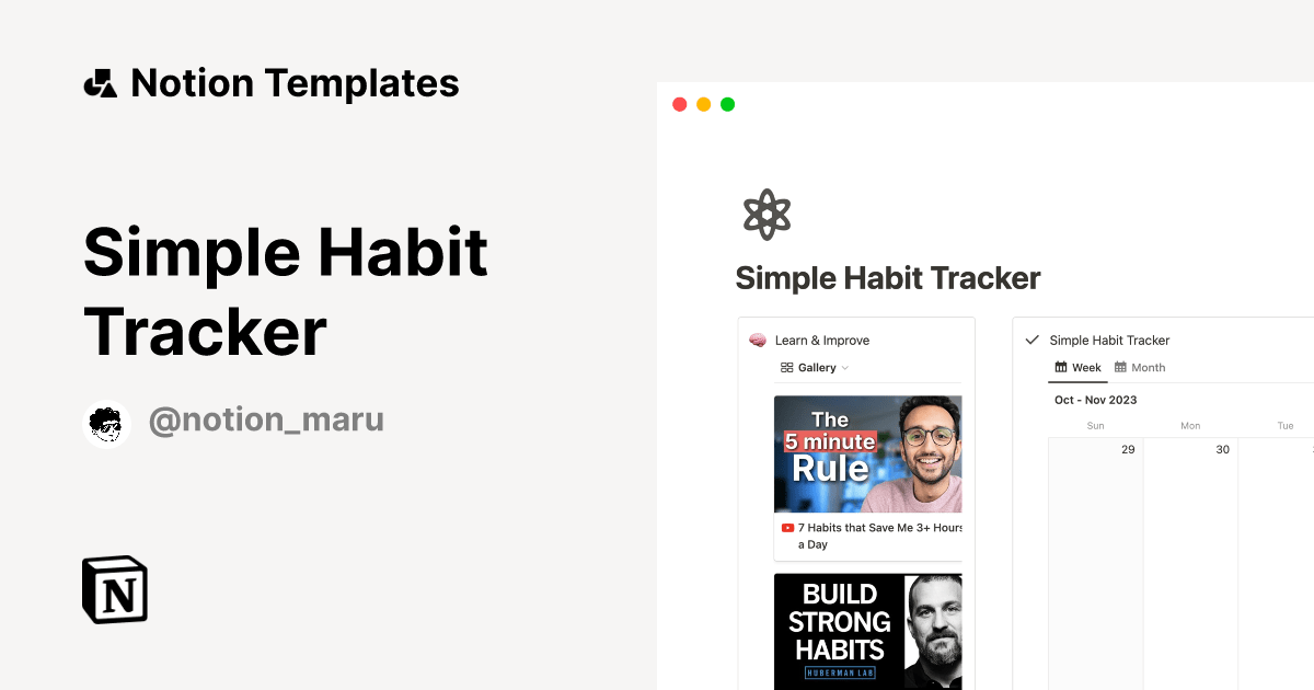 Simple Habit Tracker Notion Template