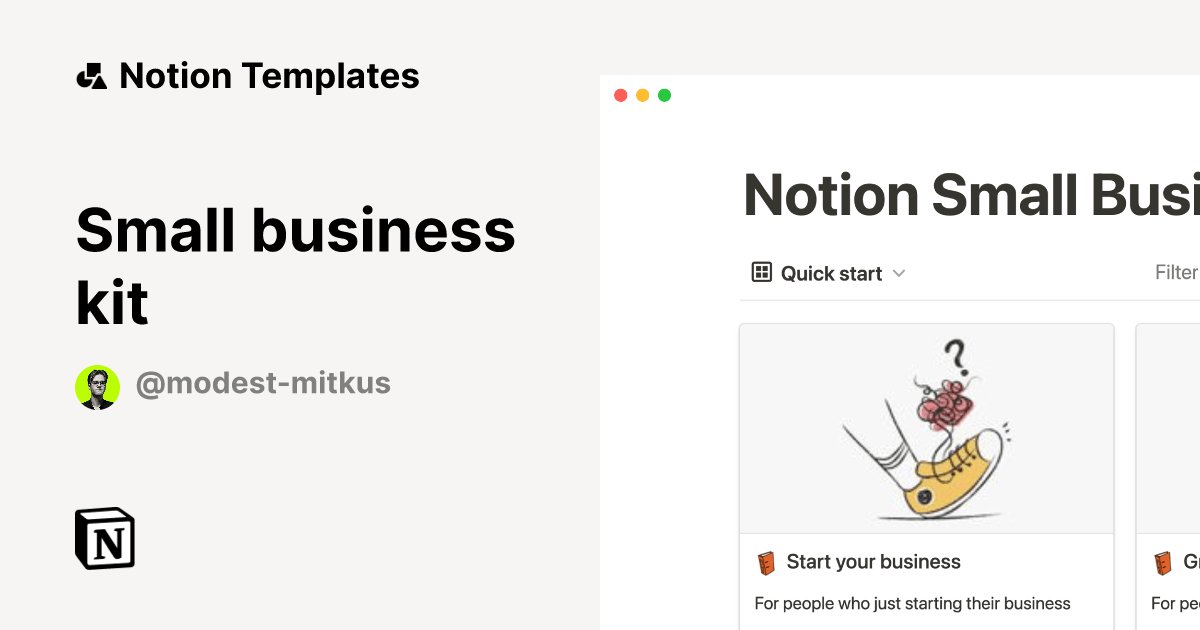 Small business kit Notion Template