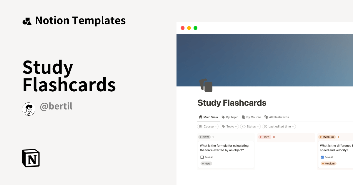 Study Flashcards Notion Template