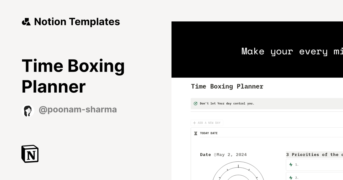 Time Boxing Planner Notion Template