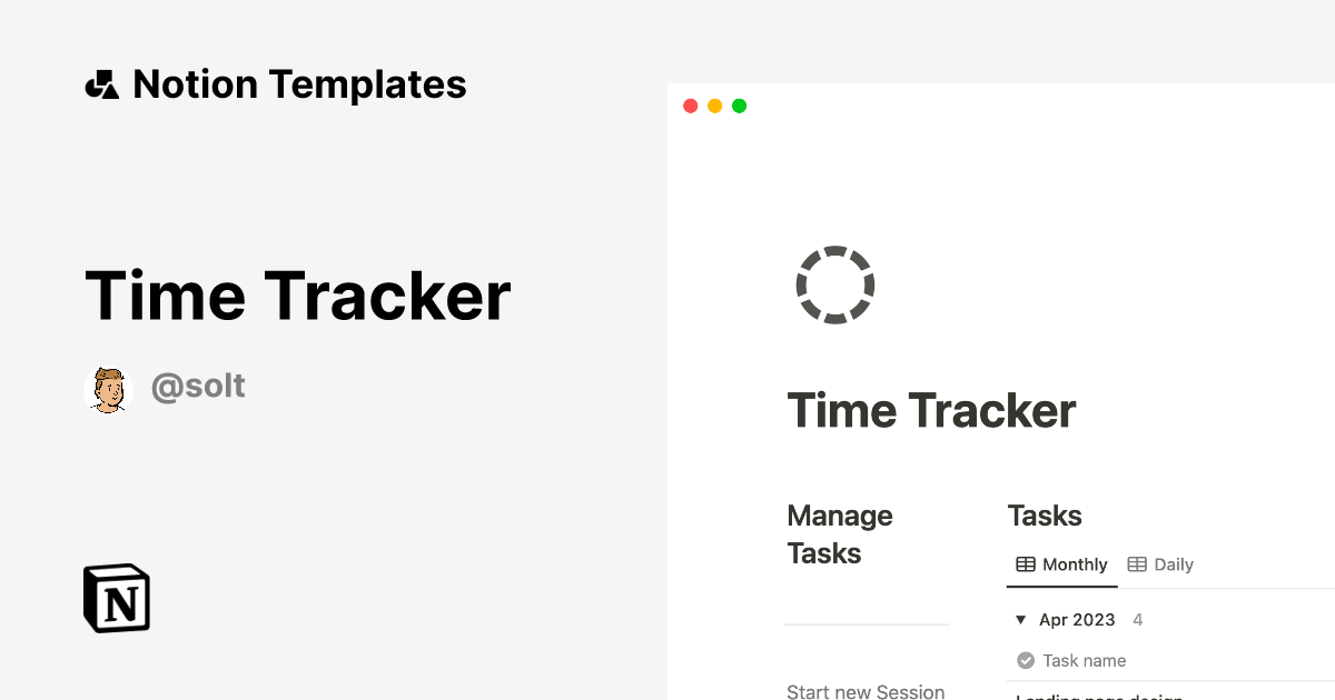 Time Tracker by Solt Wagner Notion Template