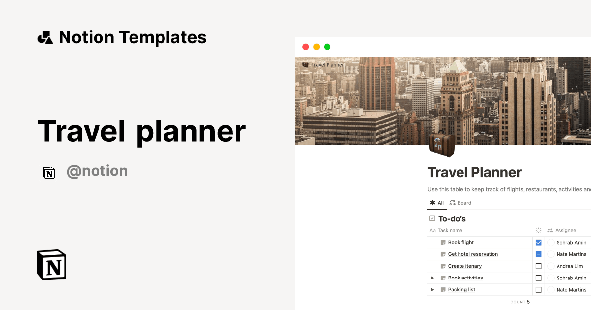 Travel planner by Notion Notion Template