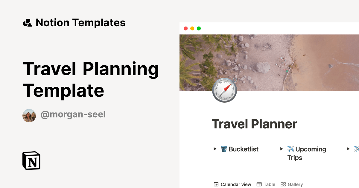 Travel Planning Template Notion Template