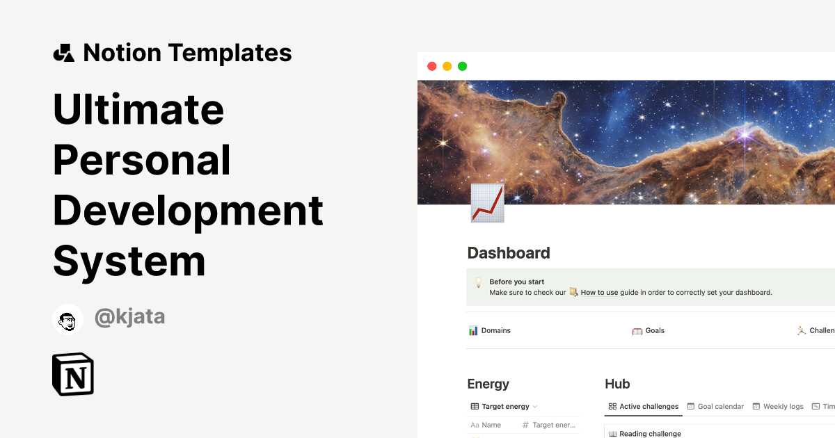 Ultimate Personal Development System by kjata Notion Template