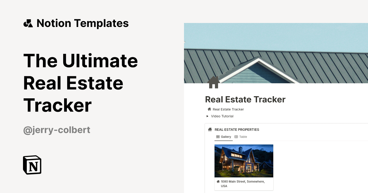 The Ultimate Real Estate Tracker by Jerry Colbert Notion Template