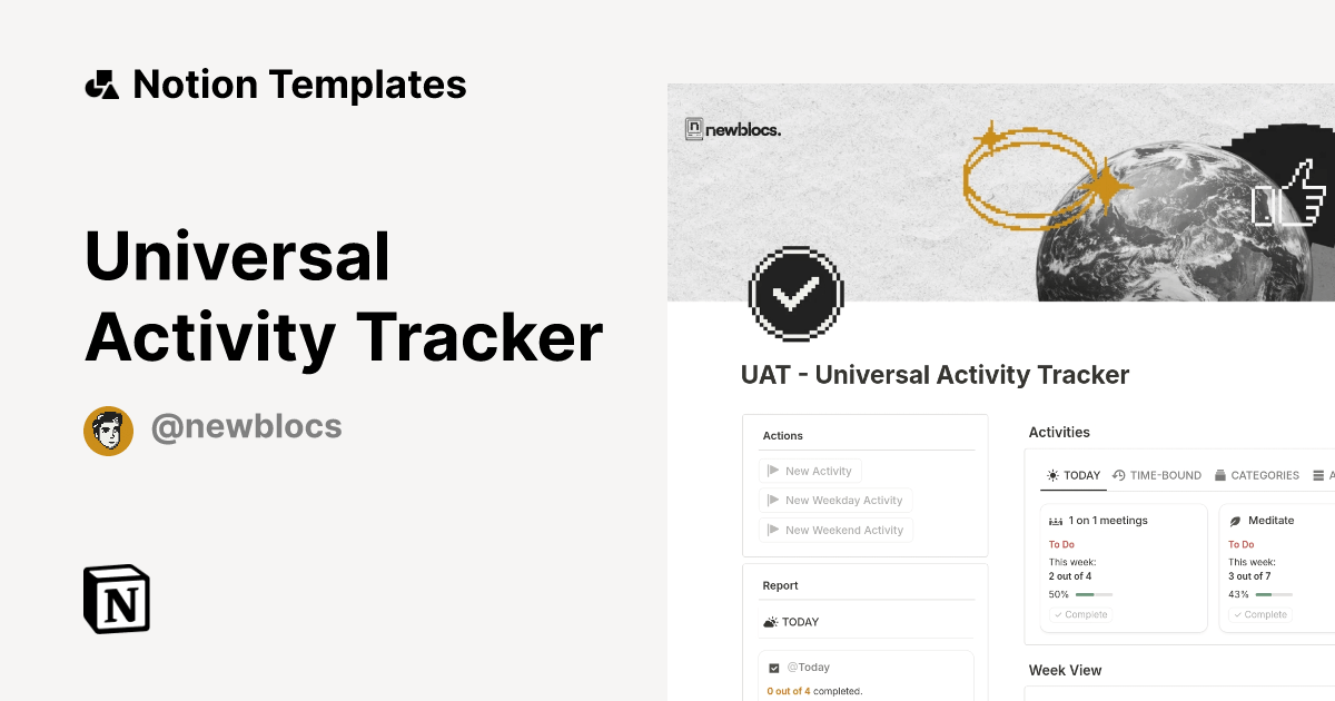 Universal Activity Tracker by Newblocs Notion Template