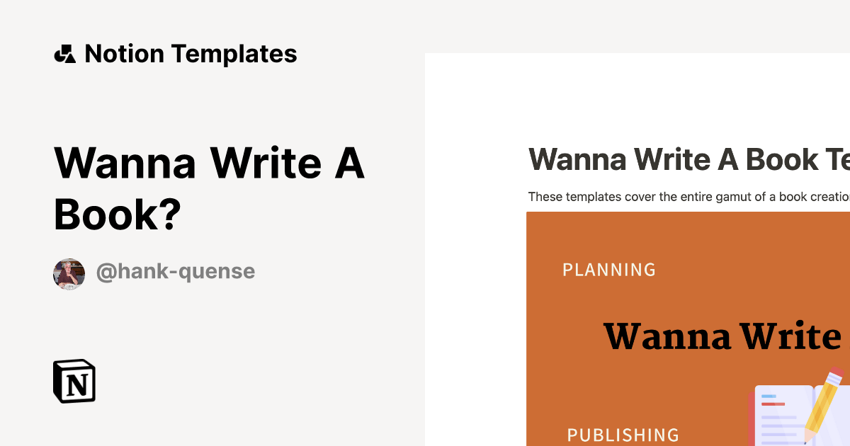 Wanna Write A Book? Notion Template