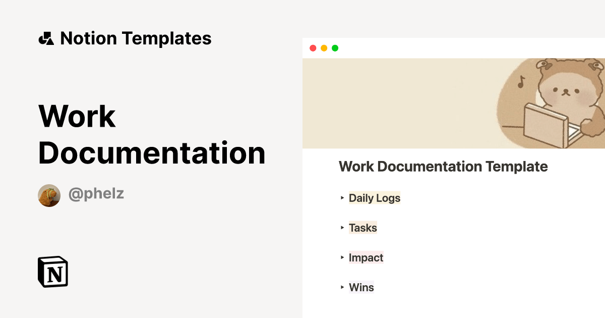 Work Documentation by Phelz Notion Template