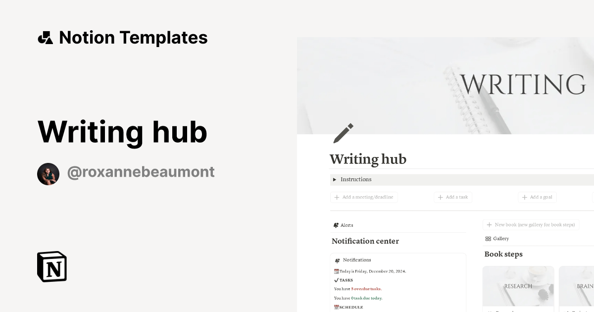 Writing Hub Notion Template