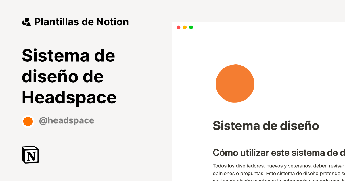 Sistema de diseño de Headspace Plantilla de Notion