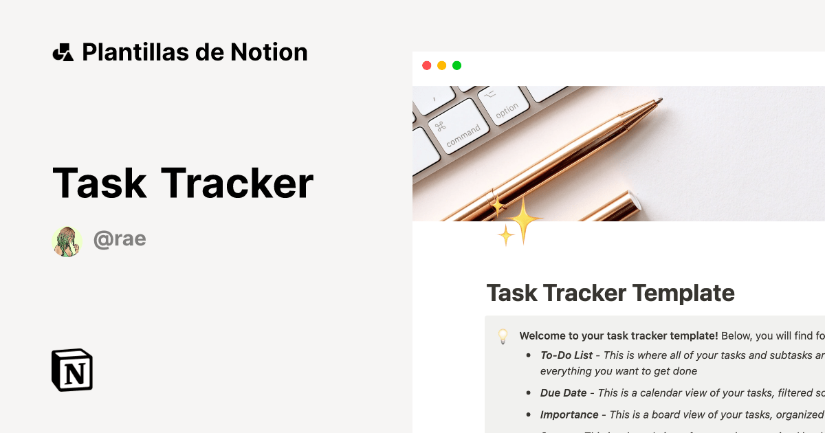 Task Tracker Plantilla de Notion