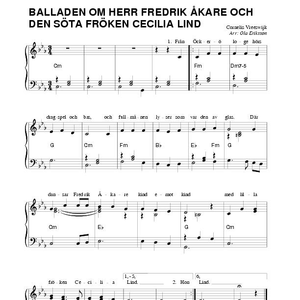 Balladen om herr Fredrik Åkare och den söta fröken Cecilia Lind (piano
